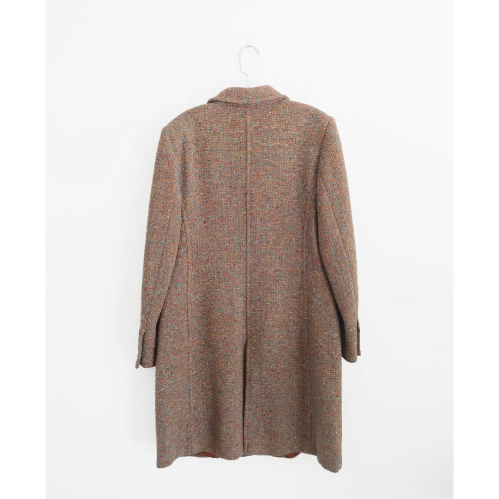 Vintage 90s 00s Ada Parini by ICA Cyan Orange Wool Tweed Coat size IT 46 US 10 - Picture 6 of 8